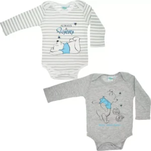 Nalle Puh 2-pack bodys med lång arm,62/68cm, Grå